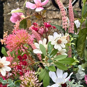 Luxury artificial hanging basket, Spring floral decor, large outdoor hanging basket,faux flowers,pink flowers