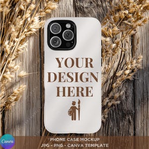 Phone Case Mockup Canva Template Tough Phone Case Mockup Drag and Drop Blank Phone Cover Printify iPhone 16 Pro Max Phone Casing Mockup