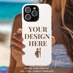 Phone Case Mockup Canva Template Tough Phone Case Mockup Drag and Drop Blank Phone Case Printify iPhone 16 Pro Max Phone Casing Mockup