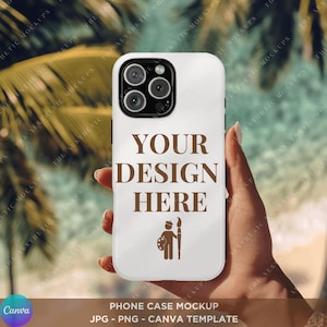 Phone Case Mockup Canva Template Tough Phone Case Mockup Drag and Drop Blank Phone Cover Printify iPhone 16 Pro Max Phone Casing Mockup