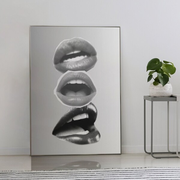 Lips wall art trendy home decoration aesthetic artwork vintage fashion retro art makeup wall art dorm decoration accessory gift for room