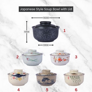 Retro Japanese Ramen Bowl Set: Handmade Ceramic Noodle Soup Bowl with Lid Large Capacity, Floral Design for Home & Restaurant image 6