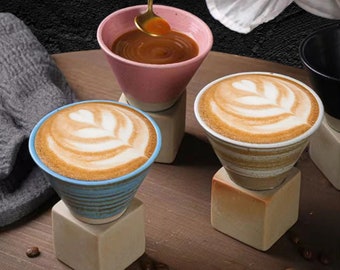 Creative Retro Ceramic Coffee Cup: Unique Triangular Cone Pottery Mug with Base - Perfect for Coffee, Tea, and More in 4 Elegant Colours