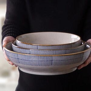 Elegant Japanese-Inspired Ceramic Ramen Bowl Set - 8 Inches, Multicolour, Perfect for Noodles and Soups