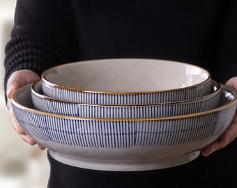 Elegant Japanese-Inspired Ceramic Ramen Bowl Set - 8 Inches, Multicolour, Perfect for Noodles and Soups