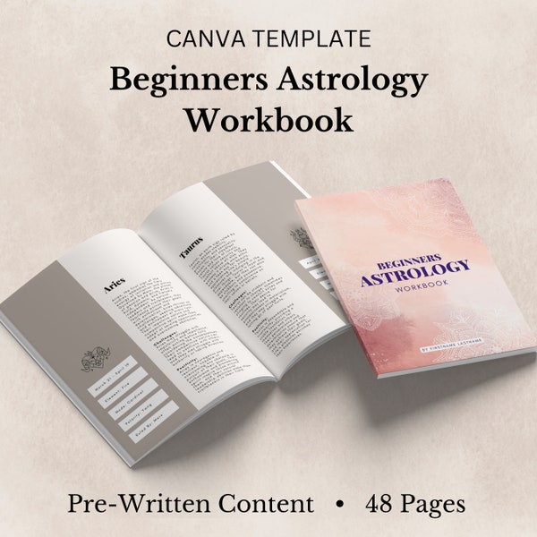 Astrology Template Canva Workbook Coaching Handbook Lead Magnet EBook Editable Guide Course spirituality Book Holistic Crystal Birthchart