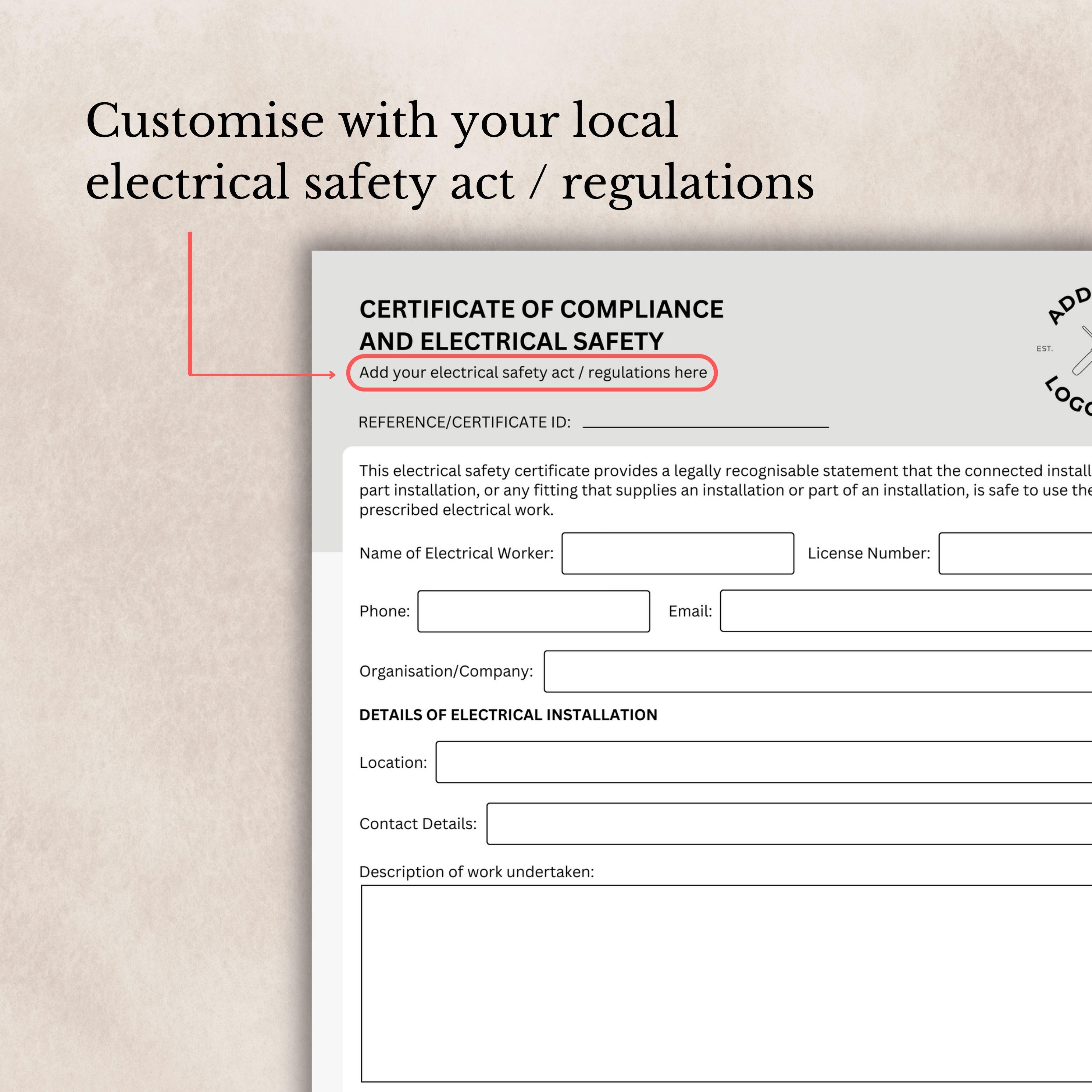 Electrical Business Form Bundle - Editable Canva Template Certificate ...