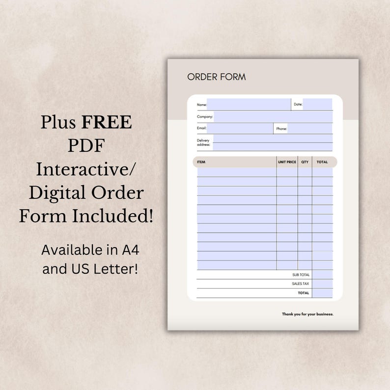 Business Forms Template Bundle Editable in Canva | Includes Order Form ...
