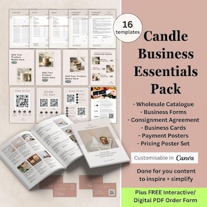 Candle Business Bundle Canva Template | Wholesale Catalogue Forms | Product Proposal | Consignment Agreement | Scan To Pay | Business Card