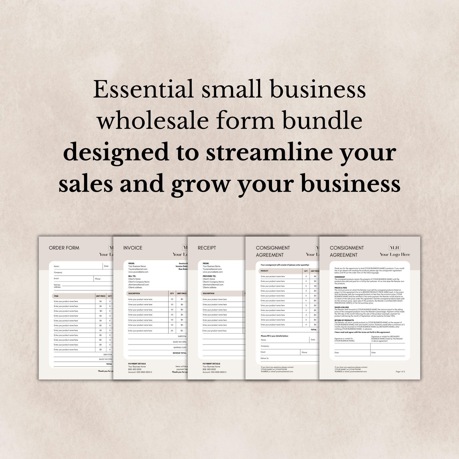 Business Forms Template Bundle Editable in Canva | Includes Order Form ...