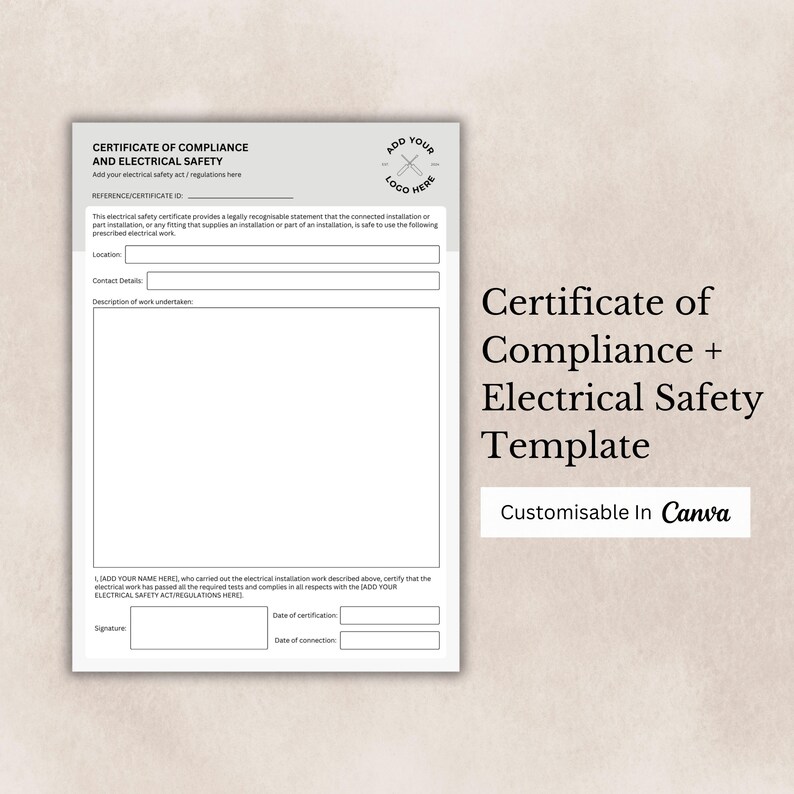 Electrical Business Form Bundle - Editable Canva Template Certificate ...
