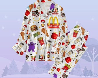 Pijama McDonald's para mujer, pijama McDonald's para fiesta, pijama de trabajador, pijama McDonald's familiar, pijama de comida rápida para fiestas.