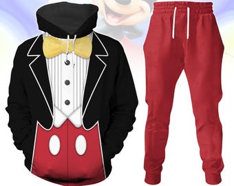Mickey Mouse Tuxedo Costume Hoodie Jogger Set, Disneyland Trip Tracksuit, Halloween Disneybound Set, Halloween Mickey Cosplay Hoodie