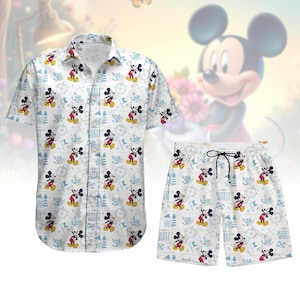 Mickey Mouse Cruise Button Up Shirt And Shorts, Disney Vacation Shirts, Matching Family Cruise Outfit, Disney Cruise Hawaii Shorts