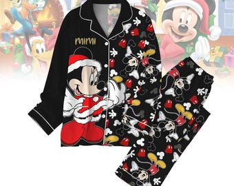 Pijamas navideños personalizados de Minnie Mouse de Disney, pijamas familiares a juego de Disneyland, pijamas navideños de Mickey y sus amigos, pijamas de dibujos animados