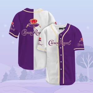 Crown Royal Baseball-Trikot, Crown Royal Lover Jersey Frauen, Baseball Jersey-Shirt mit Alkohol-Label, Whisky trinkendes Sporttrikot