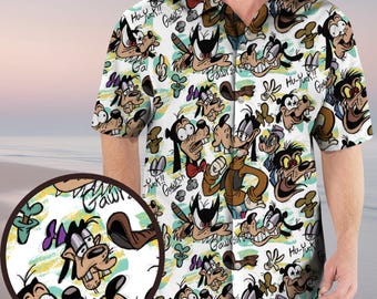 Many Faces Of Goofy Hawaiian Shirt, Disney Cartoon Vacation Shirt, Mickey And Friends Button Shirt, Retro Goofy Outfit, Disney Merch