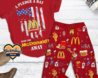 Camiseta de McDonald's, pijama de McDonald's, camiseta para amantes de la comida rápida, pantalones de pijama de Donald, pijama de comida rápida, regalo para los amantes de McDonald's