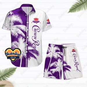 Crown Royal Hawaiiaans shirt, Crown Royal shorts, Crown Royal shirt, Crown Royal zomershirts, Crown Royal cadeau, Aloha shirt heren