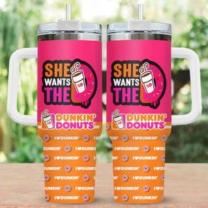 Vaso de acero inoxidable de Dunkin Donuts, vaso de café con forma de donut, vaso de 40 oz de Dunkie Junkie, vaso de acero Just Donut, taza para amantes del café