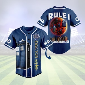 Maglia da baseball personalizzata Doctor Who, maglia da baseball del decimo dottore, maglia da baseball di David Tennant, maglia Tardis, maglia da baseball della serie TV
