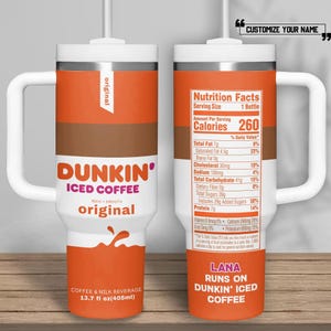 Vaso de café personalizado con forma de donut, vaso de 40 oz Just Donut, taza de Dunkin Donuts, vaso de acero inoxidable para amantes del café, vaso Dunkie Junkie