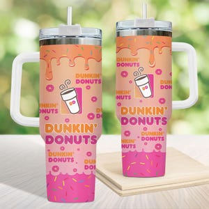 Vaso de 40 oz de Dunkin Donuts, vaso de acero inoxidable Just Donut, vaso para amantes del café, vaso de acero para amantes de Dunkin Donuts, taza de café con forma de donut