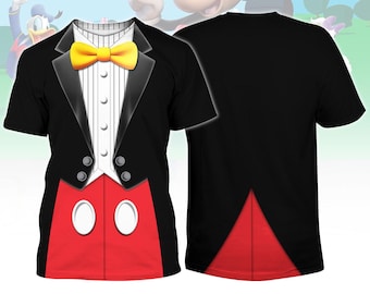 3D-T-shirt Mickey Mouse-kostuum, Disney Mickey-cosplayshirt, T-shirt stripfiguur, Disney Marathon-outfit, Mickey Mouse smoking-t-shirt