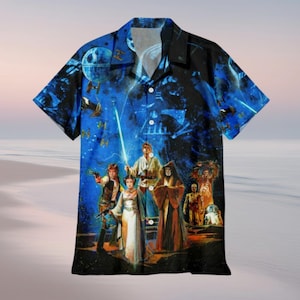 Star Wars Hawaiian Shirt, Darth Vader Vacation Shirt, SciFi Tropical Shirt, Baby Yoda Button Down Tshirt, Tropical Star Wars Shirt