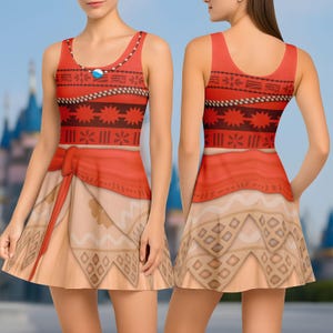 Moana Costume Skater Dress, Disneybound Moana Outfit, Moana Running Dress For Women, RunDisney Island Costume, Disney Princess Dress