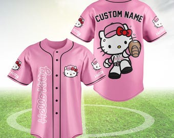 Camiseta de béisbol personalizada de gatito, camiseta para amantes de los gatos, camiseta de béisbol de animales kawaii, camiseta de gatito para niñas, uniforme de béisbol de gatito
