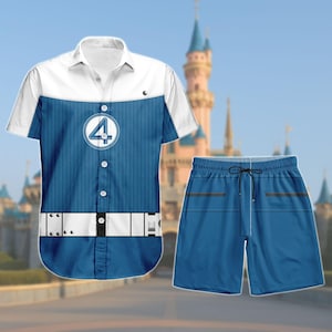 Johnny Storm Costume Button Shirt Shorts, Human Torch Outfit, Fantastic Four Shirt Set, Superhero Vacation Outfit, Johnny Storm Cosplay