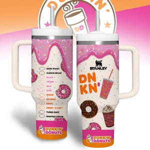 Vaso de 40 oz de Dunkin Donuts, vaso de acero inoxidable Coffee Addict, taza de café Donut Coffee, vaso de acero Just Donut, vaso Dunkie Junkie