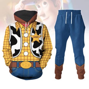 Woody Costume Hoodie And Joggers, Toy Story Cosplay Outfit, Cowboy Tracksuit Set, Disney Character Loungewear, Park Day Costume Hoodie