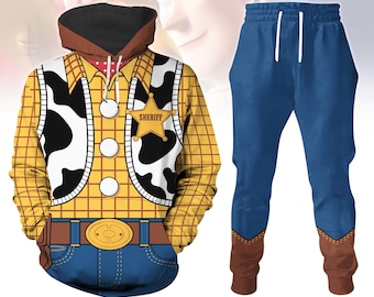 Bluza z kapturem i spodnie dresowe Woody'ego, strój cosplay Toy Story, zestaw dresów kowbojskich, odzież domowa postaci Disneya, bluza z kapturem z kostiumem Park Day