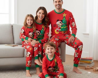 Disney Long Sleeve Pajamas Set, Mickey Christmas Pajamas Family, Cartoon Matching Pajamas, Holiday Gift