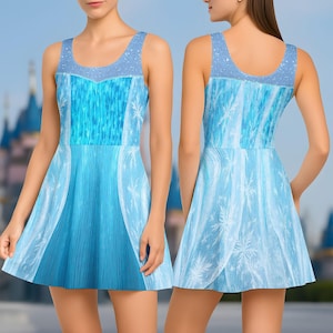 Elsa Skater Dress Costume, Ice Queen Frozen Outfit, Elsa Running Dress For Women, RunDisney Princess Costume, Disneybound Park Merch
