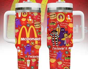 Fast Food Coffee Cup, McDonalds Addict Stainless Tumbler, McDonalds Lover 40oz Tumbler, McDonald Steel Tumbler, Fast Food Tumbler Cup