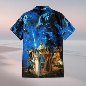 Star Wars Hawaiian Shirt, Darth Vader Vacation Shirt, SciFi Tropical Shirt, Baby Yoda Button Down Tshirt, Tropical Star Wars Shirt