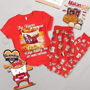 Chemise Kfc, pyjama KFC, ensemble de pyjama Kfc, pantalon de pyjama Kfc, pyjama poulet frit, pyjama de restauration rapide, T-shirt Kfc, amateur de poulet frit