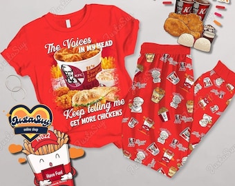 Kfc Shirt, KFC Pajamas, Kfc Pajamas Set, Kfc Pajamas Pants, Fried Chicken Pajamas, Fast Food Pajamas, Kfc T-shirt, Fried Chicken Lover