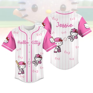Camiseta de béisbol de gatito con nombre personalizado, camiseta de gato kawaii, camiseta de gatito lindo, atuendo de gatito rosa, camiseta de béisbol de gatito coqueto