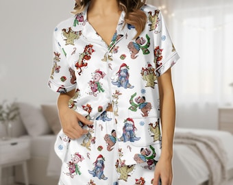 Winnie The Pooh Short Satin Pajamas, Eeyore Pajamas Set, Disney Sleepwear, Tigger Satin Pajamas, Christmas Gift