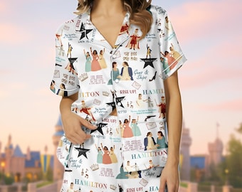 Hamilton Musical Short Satin Pajamas, Broadway Theater Pajamas, Musical Sleepwear, Alexander Hamilton Pajamas Set, Hamilton Fan Gift