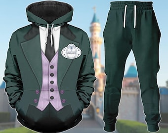 Haunted Mansion Ghost Host Hoodie Set, Ghost Host Costume Sweatshirt And Pants, Spooky Theme Park Outfit, Halloween Disneybound Look