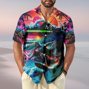 Star Wars Darth Vader Hawaiian Shirt, Darth Vader Button Down Shirt, Star Wars Aloha Shirt, ScFi Darth Vader Shirt, Vacation Shirt