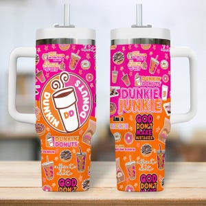 Vaso de café Just Donut, vaso de acero inoxidable Coffee Addict, vaso Dunkin Donuts de 40 oz, vaso de acero Dunkin Donuts, vaso tipo donut