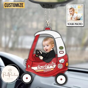 Baby Drive Safe Daddy Car Ornament, Personalized Car Photo Ornament, Car Hanging Ornament, Car Interior Decor, Fathers Day Gift