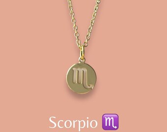 SCORPIO Zodiac Necklace - Dainty Handmade Gold Plated Jewelry - Minimalistic Gift for Certified Midwives - Ideal for Stay at Home Mom -