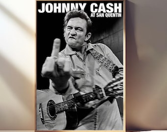 Johnny Cash, Music Fan Collectibles, Middle Finger, Vintage Photo Print, Music Wall Decor, Posters Gifts, Canvas Poster